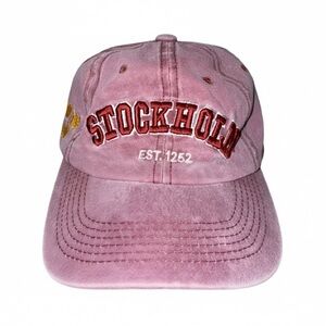 Stockholm Sweden Pink DadHat Adjustable Strapback Cap Embroidered TravelSouvenir